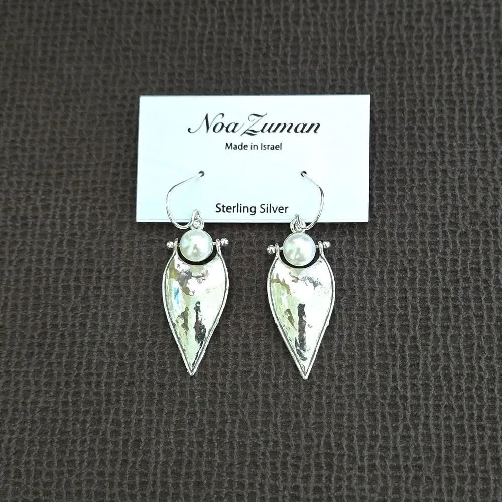 Noa Zuman Inverted Teardrop💧 With Freshwater Pearl Earrings